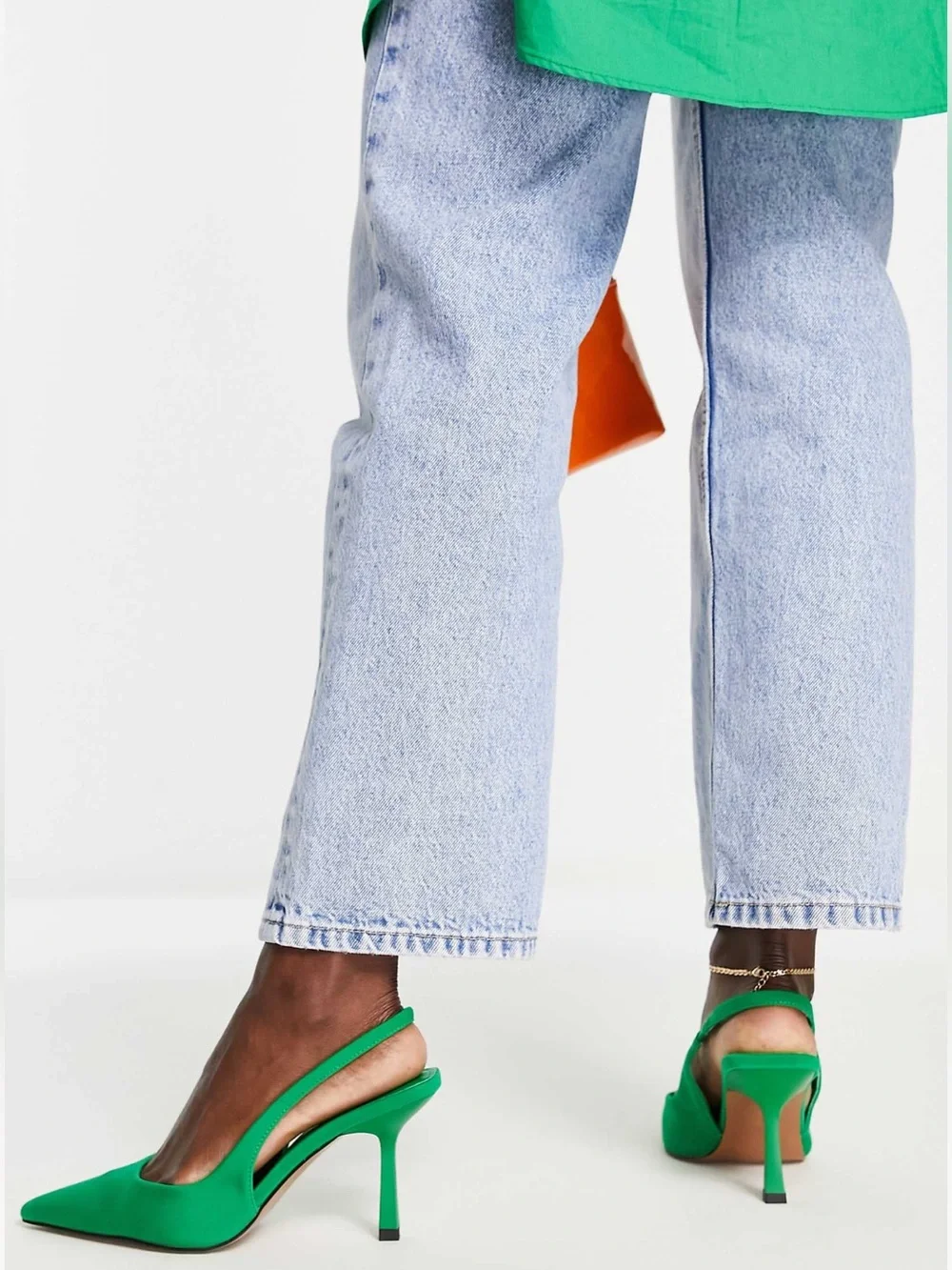 ASOS Green Pointed Slingback Heels - Picture 2 of 3